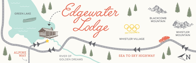 Stylized map of directions to Amber and Geoff wedding ceremory